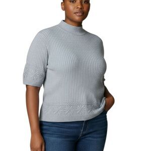 🌹LIGHT BLUE STUDIO WORKS SHORT SLEEVE VINTAGE SWEATER sz 1X